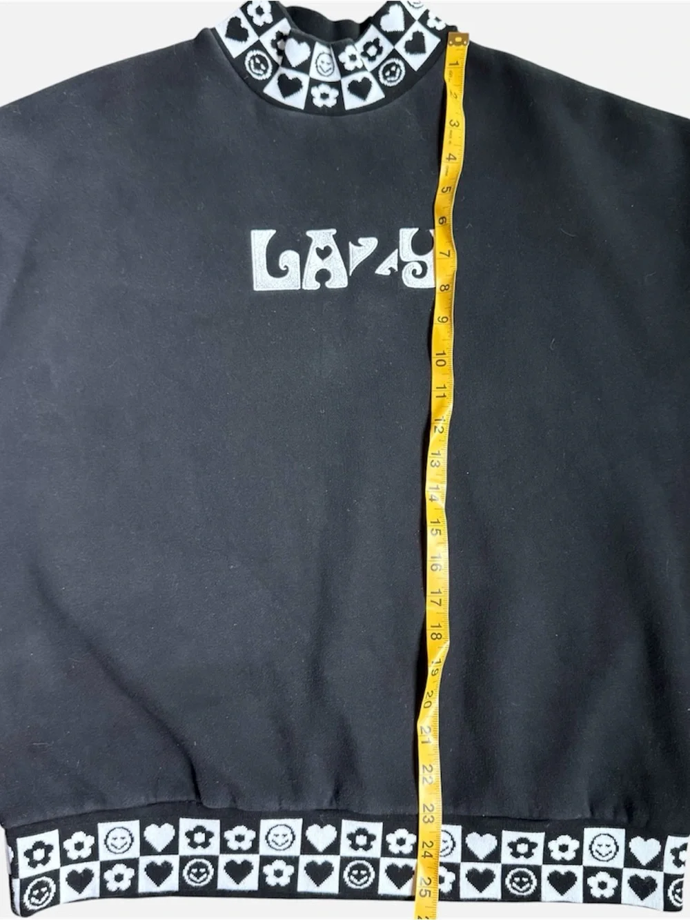 Lazy Oaf Black Sweatshirt Hearts Monochrome Mockneck y2k Women’s Small Medium
